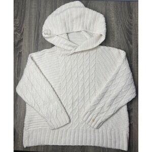 Hania New York 100% Cashmere Cable Handknit Oversized Hooded Sweater OS Italy